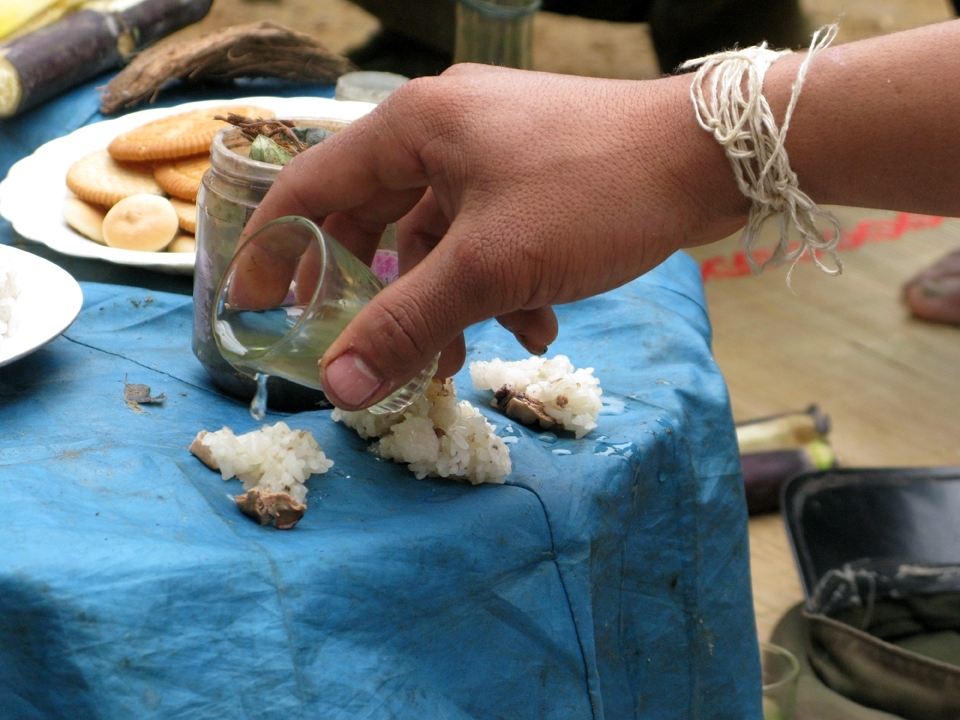 Lao people believe everyone has 32 guardian spirits (khwan) each one in charge of protecting different body organs or mental capacities....to avoid a weak connection between organs or even prevent body collapse Lao people practise the 