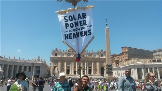 A supporter of Pope Francis' speech on Climate Change