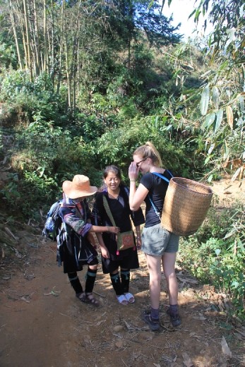 Bree trying out the guides basket (very heavy and uncomfortable)