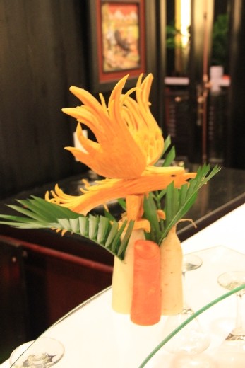 An eagle carved from a pumpkin