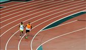 Visually impaired athletes had guide runners attached by a tether. As recognition of their abilities guides were awarded medals for the first time in 2012.: by chris_huh, Views[238]