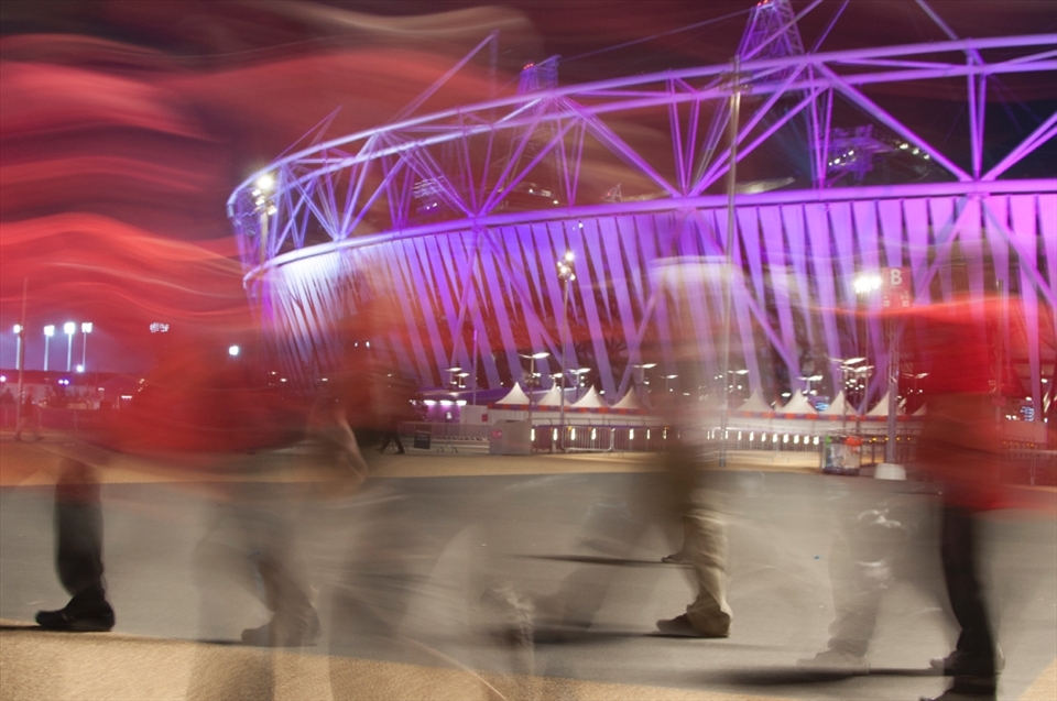 The hustle and bustle of the Olympic Park slowly eases off as the final events finish for the night and everyone heads home.