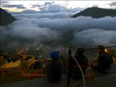 'The Docks at 9,350 feet'  

Twilight. A sea of clouds floats over the small, mountainside town of Guapulo. 

A small group of bystanders, after a night on the town, await the dawn and revel in the view. : by chrisklassen89, Views[428]