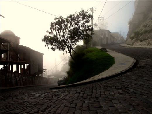 'The Descent' (Inception)

Together we commence our journey down into the valley, strolling through the winding cobblestone streets that twist and turn throughout the quiet little town, especially at this hour. 