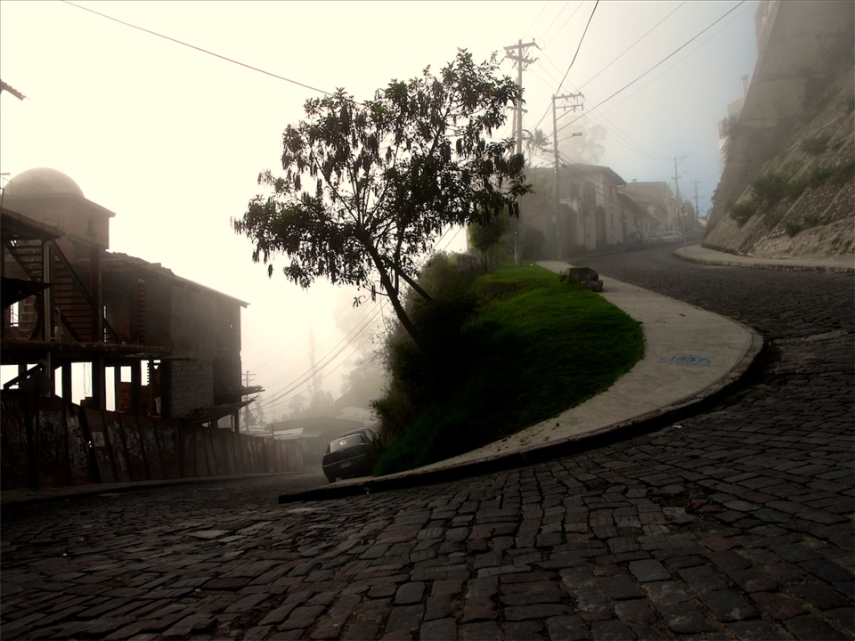 'The Descent' (Inception)

Together we commence our journey down into the valley, strolling through the winding cobblestone streets that twist and turn throughout the quiet little town, especially at this hour. 