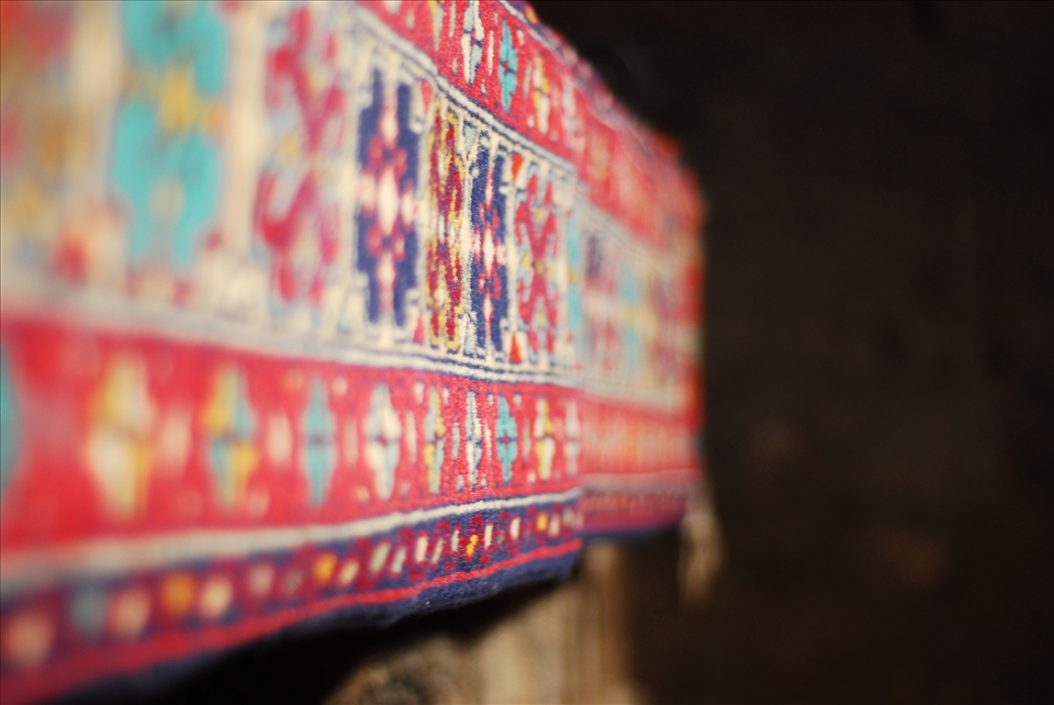 The old carpet on the chancel in the one of the oldest Church in Armenia.