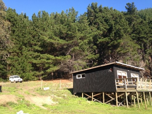 The sazuki samauri, and one of the cabanas. Beach/ocean at my back.