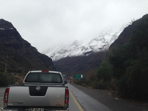Just passed the check point to head up the curvy mountain road to Portillo!
