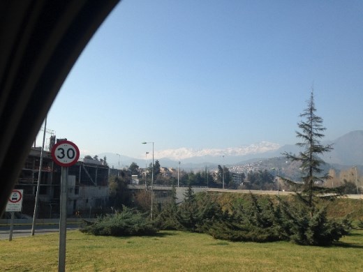 Not a great pic, but leaving the suburbs of Santiago to head back from Hosteria Dona Tina.