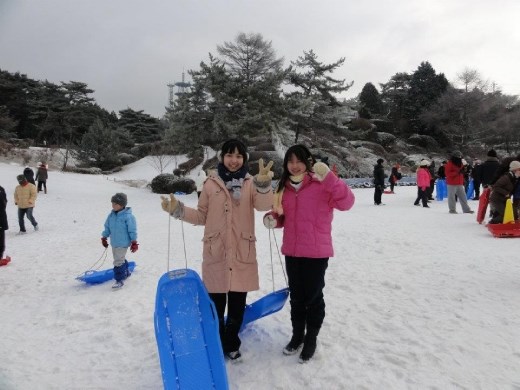 My sister and I went snow sliding. It was our first experience, very fun and exciting.