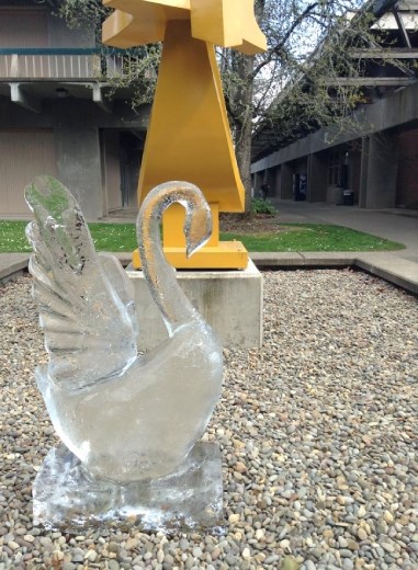 I think not much people noticed the ice swan although it was right outside the door.