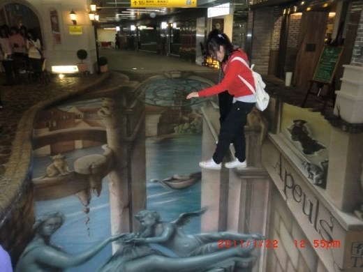 My friend and I at the Formosa Boulevard station. 