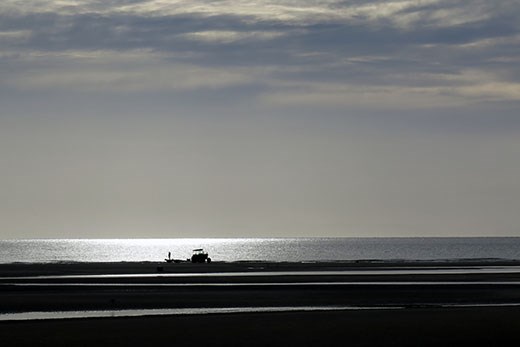 Taking the boat down by tractor