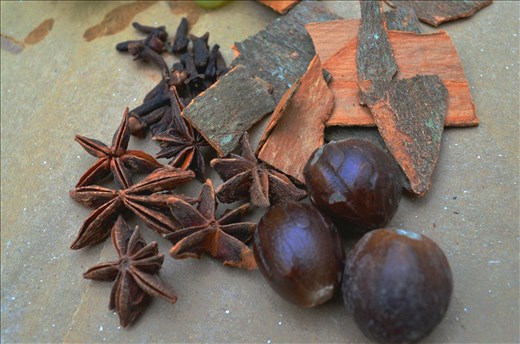 The Spices : Cinnamon, Cloves, Nutmeg, Star Anise