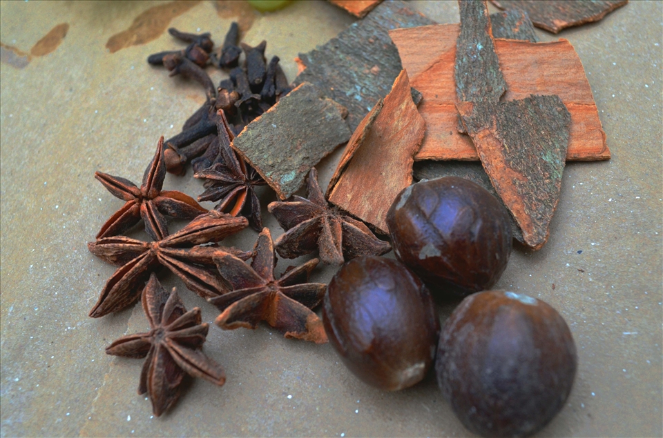 The Spices : Cinnamon, Cloves, Nutmeg, Star Anise