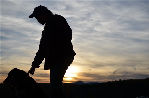 My wife, Anna, with the farm dog, Layla.
