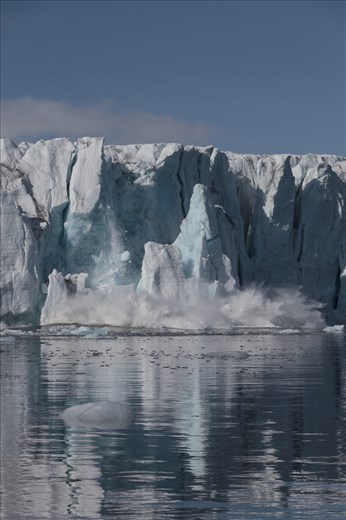 A glacier carving at Storbreen Glacier, Svalbard. During the warmer summer months the glaciers are in retreat.