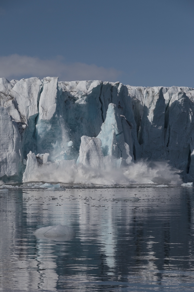 A glacier carving at Storbreen Glacier, Svalbard. During the warmer summer months the glaciers are in retreat.