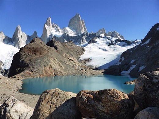 Cerro Fitzroy, from  Laguna de los Tres viewpoint, a steep, hot climb