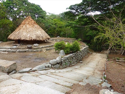 Pueblito reconstructed Indian village huts