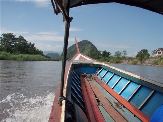 Long boat along river Mae Kok near Chaing Rai