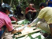 A hill-tribe lunch fit for kings - rice cooked in bamboo, BBQ meat, spicy eggplant accompaniment - our best meal ever!: by clare-tamea, Views[288]