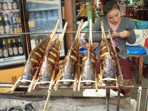 Now for a spot of lunch... BBQ fish in Laos