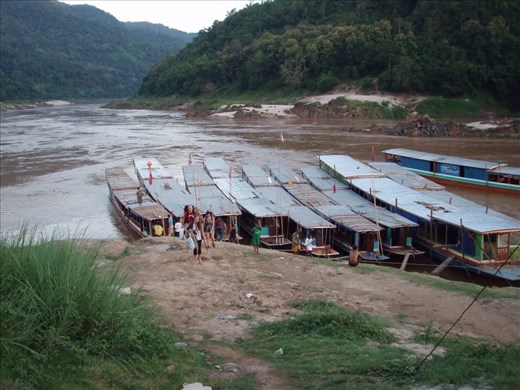 We catch a slow boat up the Mekong River from Laos to Thailand