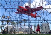 (3) This image of a young girl running past the work “Stasis’ by Claire Healy and Sean Cordeiro outside the front of the Museum of Contemporary Art in Sydney, looks at the idea of active participation in public art.  We can without knowing, be creating art, while observing it. With the plane heading off to the left and the girl running off to the viewers right, I was lucky that her bright pink dress helped to tie the two elements together. 
(This photo was taken with an iPhone)
: by clarebardsleysmith, Views[602]