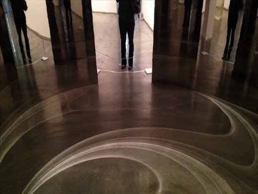 (5) The final image looks at the interactive art experience from a first person perspective. Instead of observing others at 
The Musuem of Contemporary Art in Sydney, I turned the lens on my own personal interaction with one of Anish Kapoor’s 
reflective works. Making myself part of the art experience.  The reflective environment provided by the artist and the composition captured by the photographer. A little collaboration between me and Anish Kapoor (This photo was taken with an iPhone)