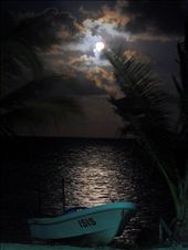 The full moon illuminates a local fishing boat. Xcalak Marine Park was founded by the local fishermen in order to ensure the sustainability of their fishing grounds.: by clarejames, Views[326]