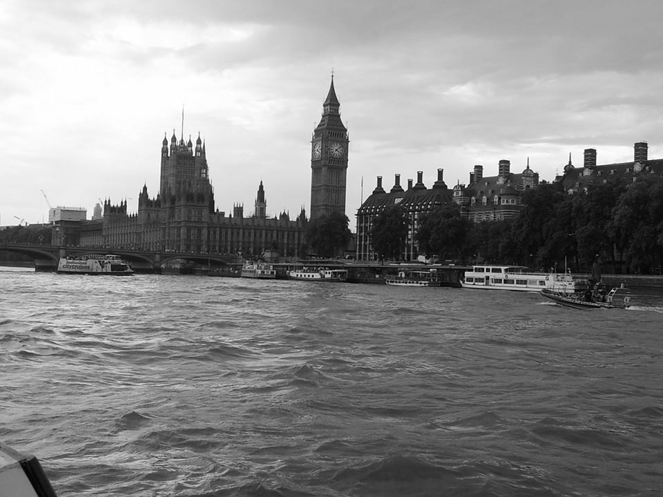 Westminster Cathedral and the Big Bang.The River Thames is stirred on its banks