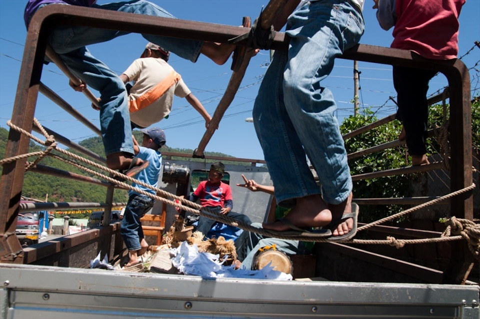 After the cultural presentations at the town's poblacion, these kids converted a roofless truck into a playground.
