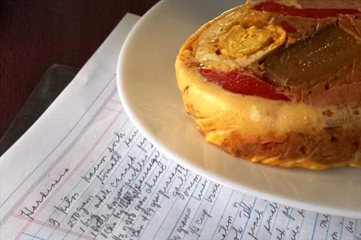 The new handwritten recipe with the dish