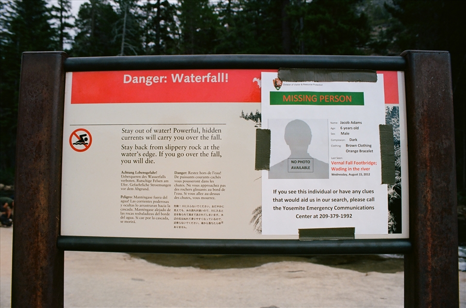 Missing Person Sign at Vernal Falls, Yosemite National Park