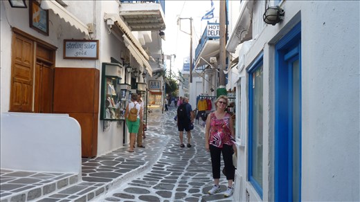 Col in one of the many laneways in Mykonos