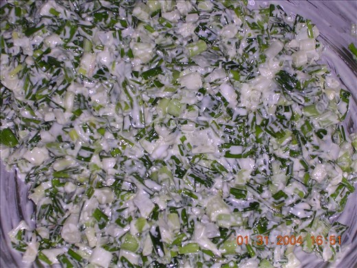 After adding rice flour and water, starting to get sticky...