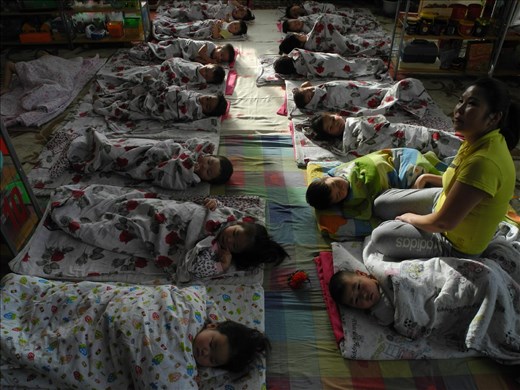 Afternoon nap at the kindergarten. Bulgan, Mongolia