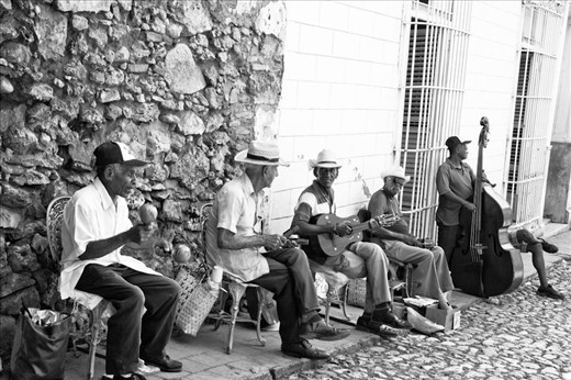 Samba music every corner your turn. This was a group of street performer in the streets of Trinidad, Cuba.