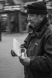 an old man handing out SAVE TIBET flyers in a peace march at chaurasta, darjeeling. : by crazartist, Views[383]