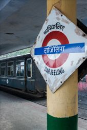 a sign at the darjeeling train station. the car behind it was stationed there for maintenance.: by crazartist, Views[332]