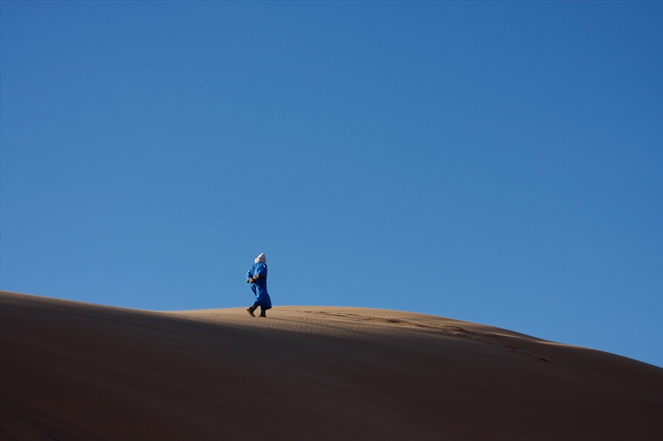 A nomad on the moon...or at least that's what it appears as the sand is endless