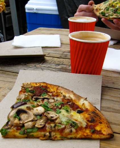 Saturday morning breakkie.  Mmmm, pizza.
Salamanca Markets rock.
