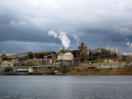 On the way to the art; industry.  The 4th largest zinc factory in the world.
Derwent River, Hobart.