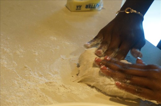 Kneading Johnny Cake Dough takes time, patience & a little luck :-)
