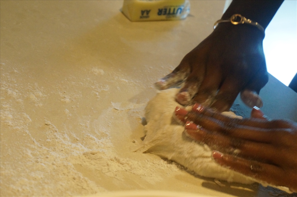 Kneading Johnny Cake Dough takes time, patience & a little luck :-)