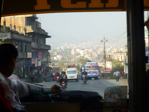 On the bus headed out of Kathmandu.