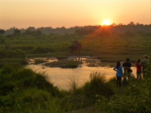 Sunset stroll along the Chitwan River.