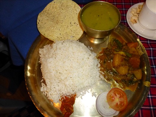 Typical Nepali Set meal; Dahl Bhat.