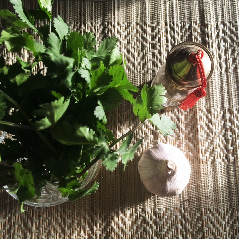 Fresh garlic and coriander - the fresher the better